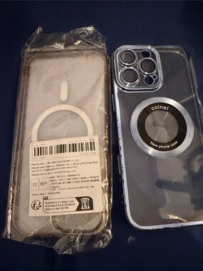 Clear Magnetic Ring Phone Case with Silver Trim